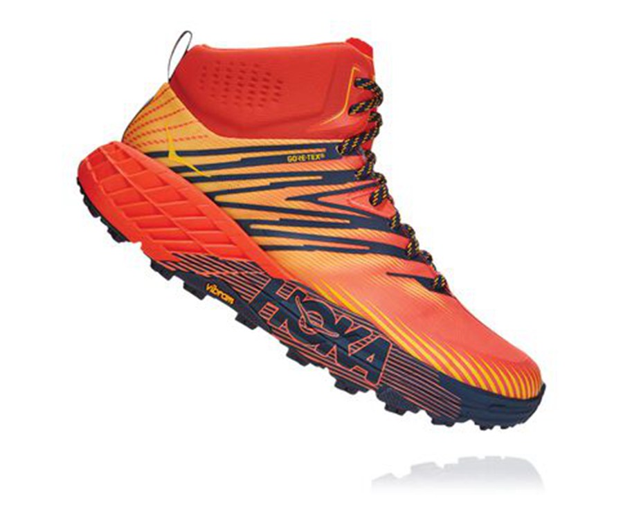 Hoka One One Mens Trail Shoes - Speedgoat Mid GORE-TEX 2 - Red - LAMR80543